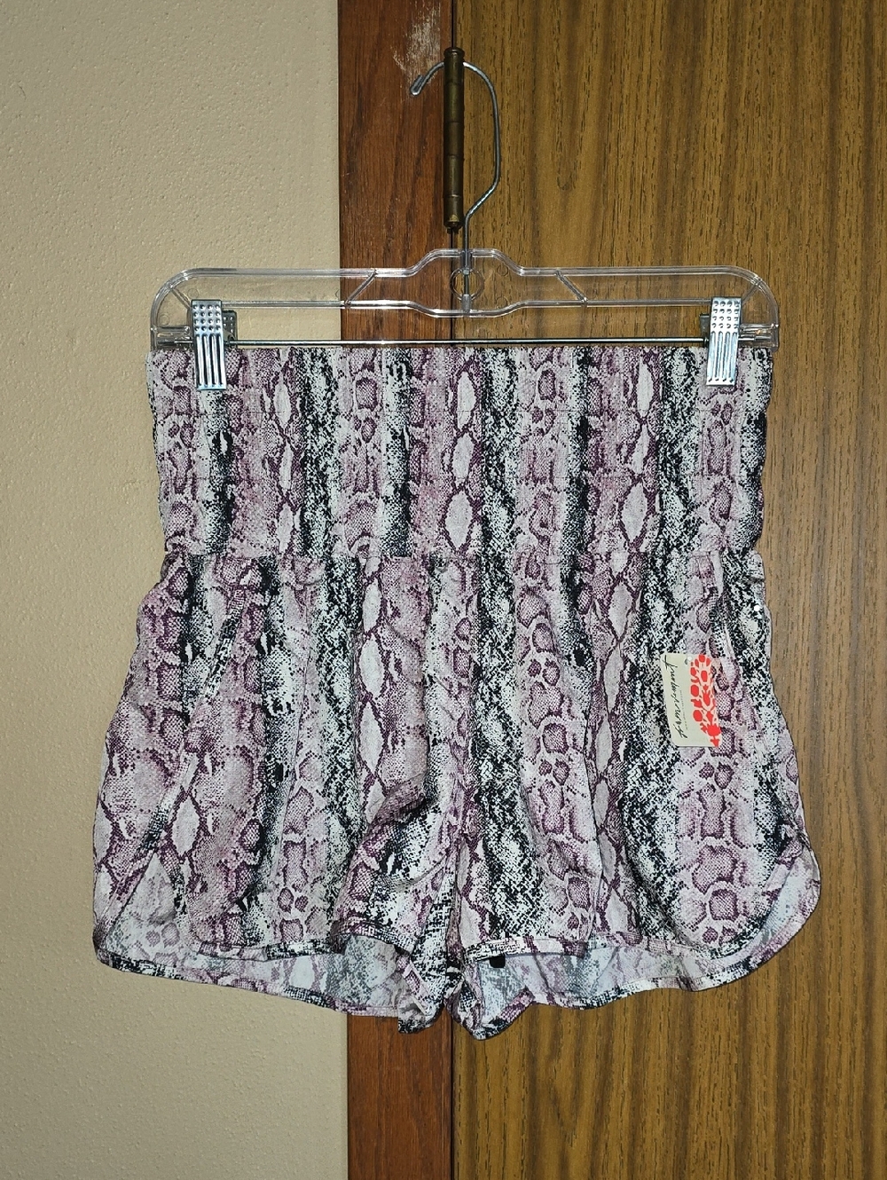 Women’s High-Waist Pink Snake Print Shorts
